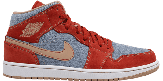 Nike Jordan 1 Mid Denim Red Custom Sneaker