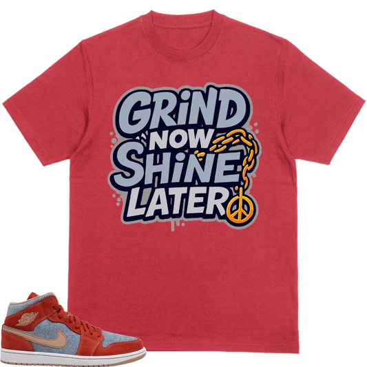 Nike Jordan 1 Mid Denim Red Custom Sneaker Matching None Products (Grind Now Shine Later)