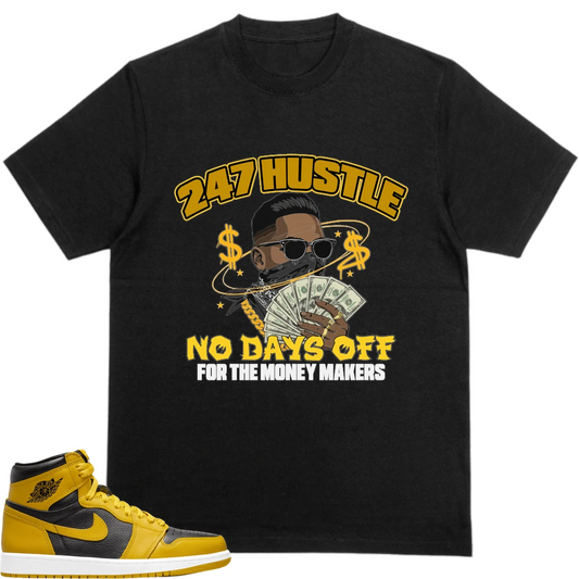 Nike Jordan 1 Retro High Og Pollen (Gs) Custom Sneaker Matching Black T-Shirt (247 hustle no days off)