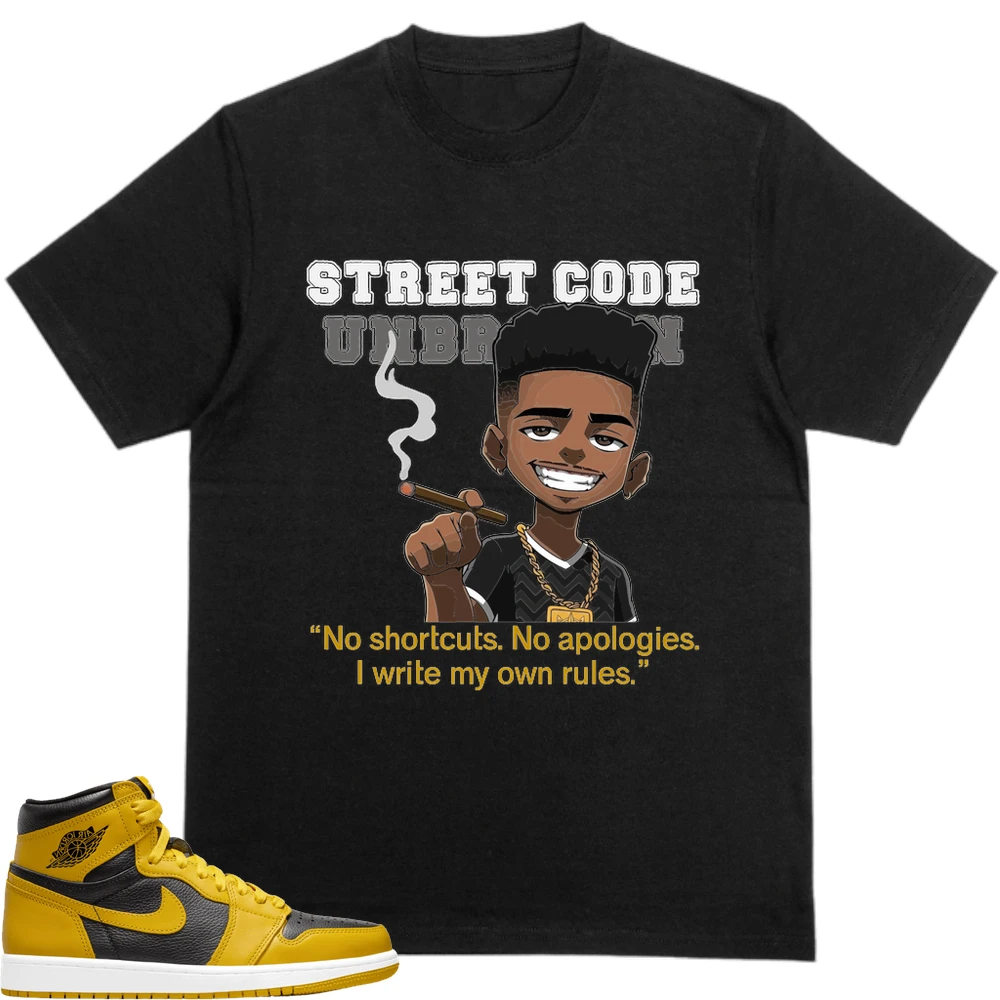 Nike Jordan 1 Retro High Og Pollen (Gs) Custom Sneaker Matching Black T-Shirt (Street Code)