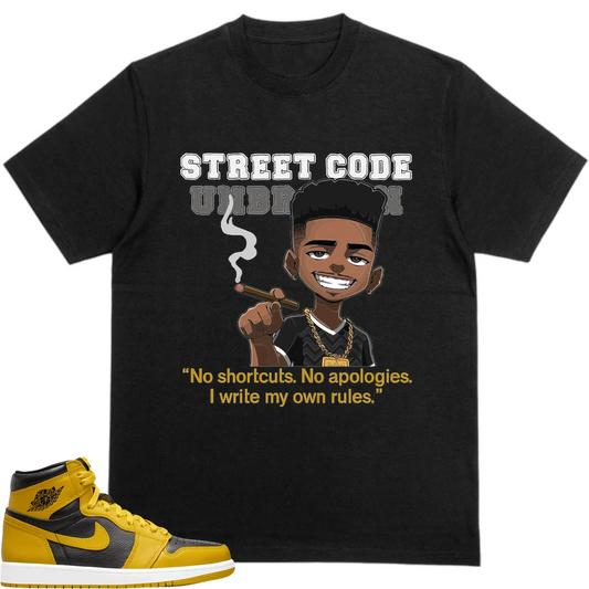 Nike Jordan 1 Retro High Og Pollen (Gs) Custom Sneaker Matching Black T-Shirt (Street Code)